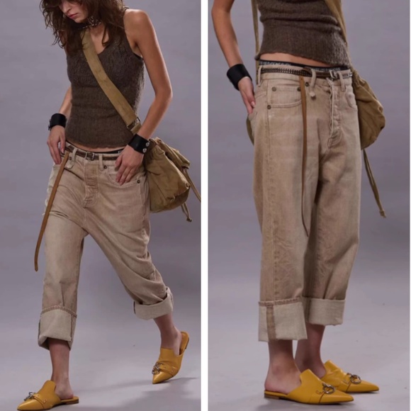 NWT R13 Tailored Drop Jeans - Harlyn Khaki Casual BEST Denim - Picture 1 of 13